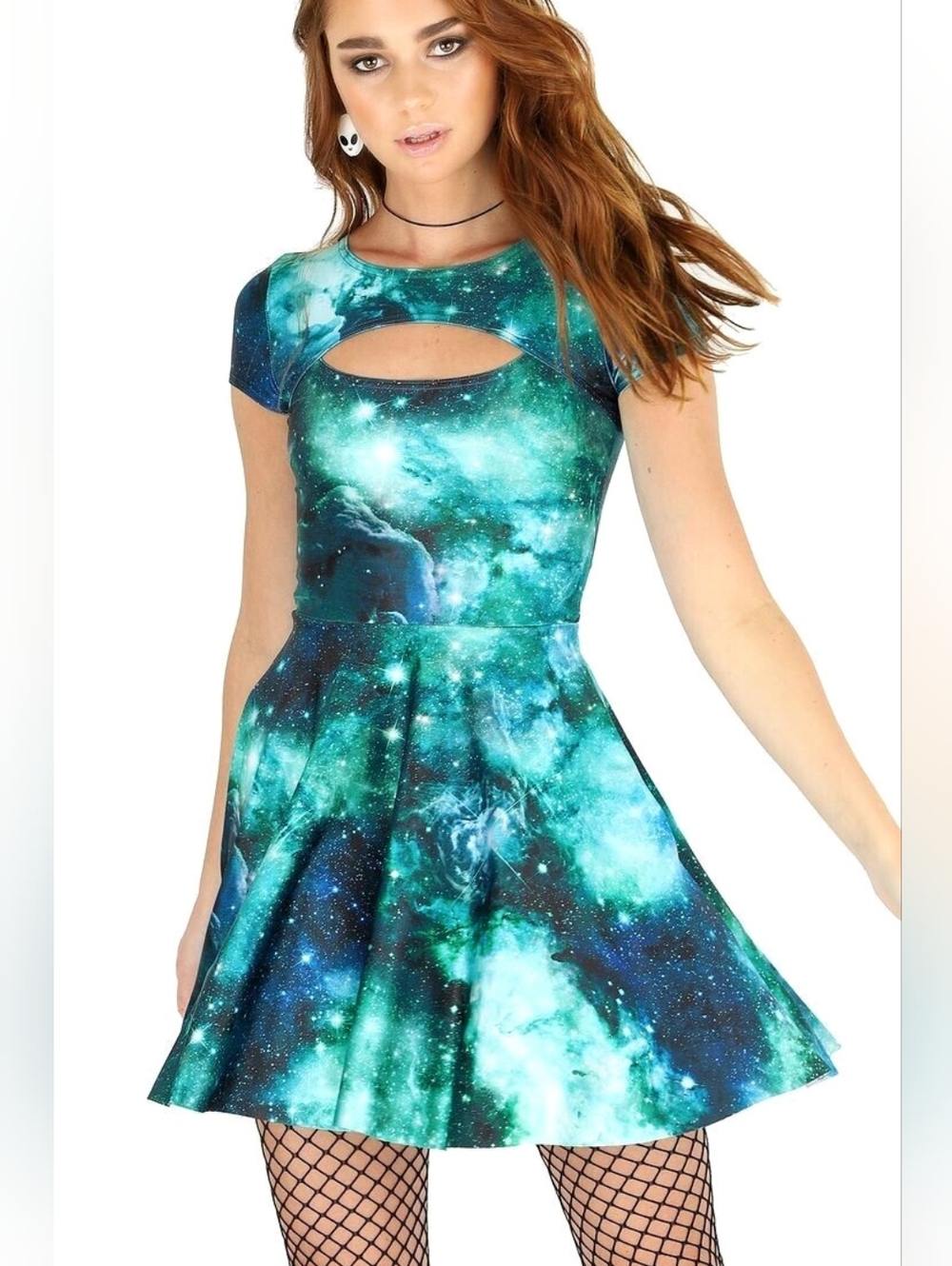BlackMilk Galaxy Cutout Dress Size L Rare Blue Space Skater Dress